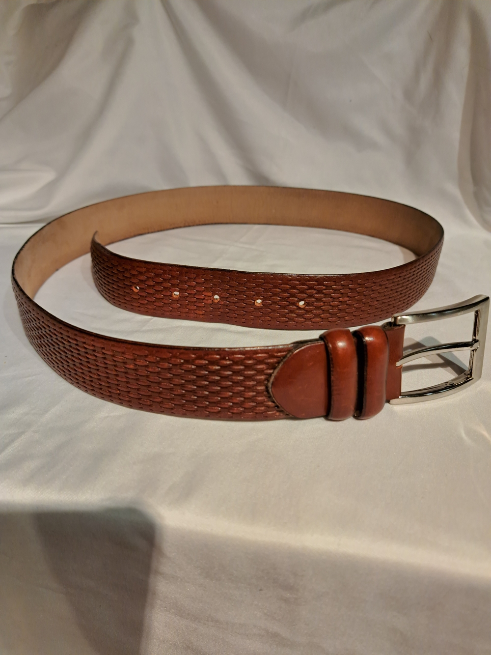Brown Woven Leather Men’s Belt